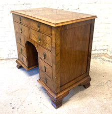 Antique Queen Anne Style Walnut Kneehold Desk c1920 (Can Deliver)