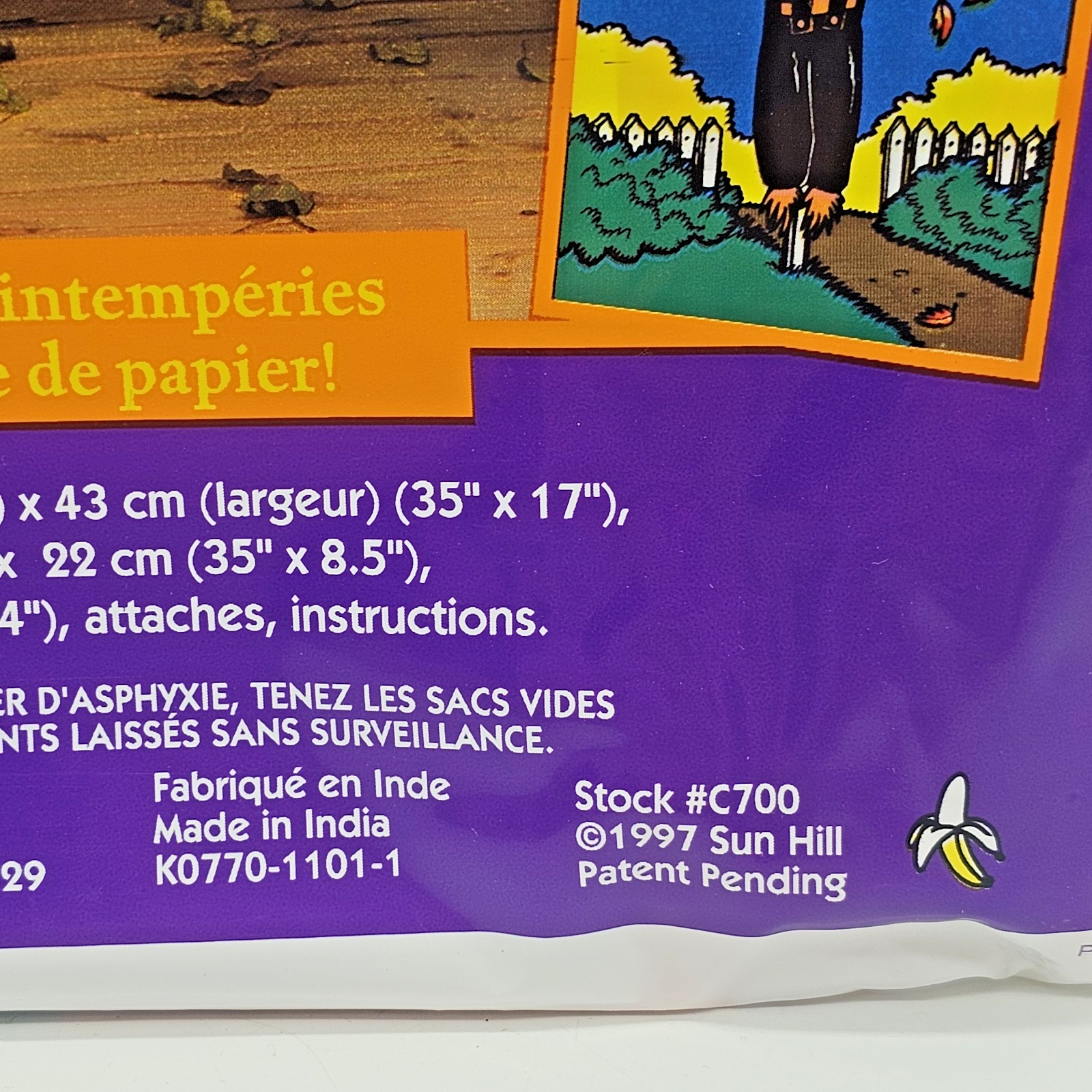 Vintage Halloween 1997 SunHill 6 Foot Tall Pumpkin Man Plastic Weatherproof