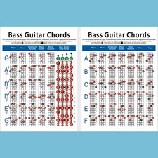 Teaching Chart Bass Chord Portable Notes 4 String Coated Paper Laminated Chord