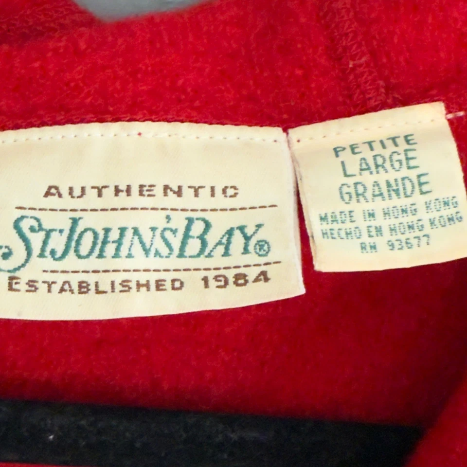Vintage St. John's Bay Boiled Wool Sweater Jacket Small Red Cottagecore Heritage - Image 3 of 4