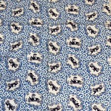 Vintage Feedsack fabric flour seed sky blue navy blue model T cars antique cars