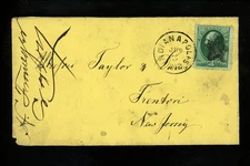 US Postal History #158 Banknote issued 1873 Indianapolis IN to Trenton NJ