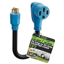 4 Prong 30 Amp to 50 Amp RV Generator Locking Adapter Cord 1 L14-30P to 14-50R