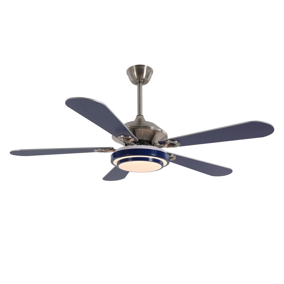 LED Dimmable Acrylic Ceiling Fan Light Chandelier Lamp 5-Blade With Remote Blue - Image 4 of 4