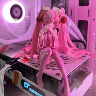 Hatsune Miku Anime Figure Pink Dress PVC Cherry Blossom Model Gift Toy