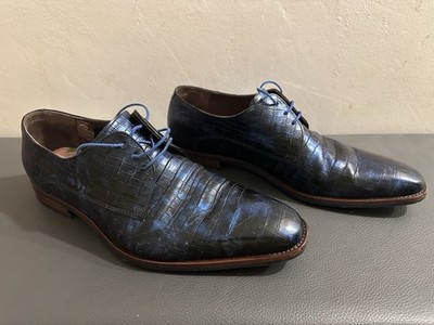 Floris Van Bommel Herrenschuhe blau Krokolook Größe 40