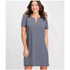 Vineyard Vines Size Large Sankaty Navy White Stripe Short Sleeve Dress