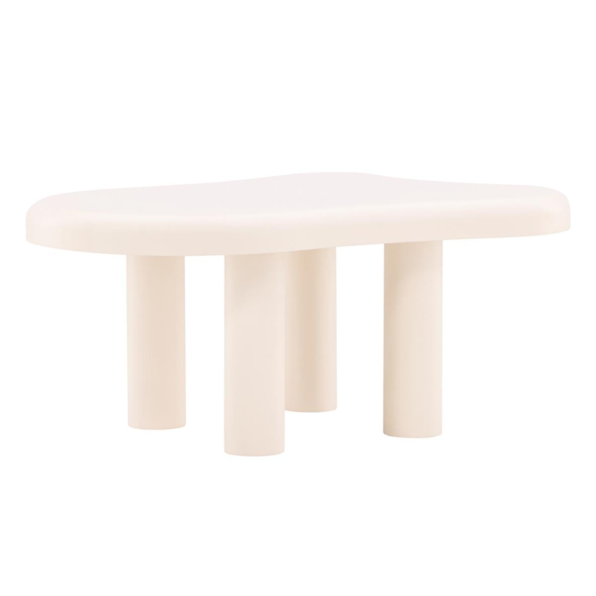 Table basse design Stromstad 100cm blanc en bois laqué mat haute densité