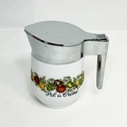 Gemco Spice of Life Creamer Pitcher Milk Glass Pot a Crème Flip Top Lid Vintage