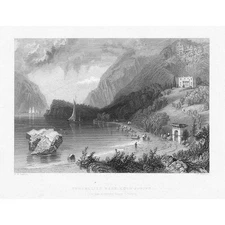 Undercliff nr Cold Spring Seat of General Morris Antique Print 1840 by Bartlett