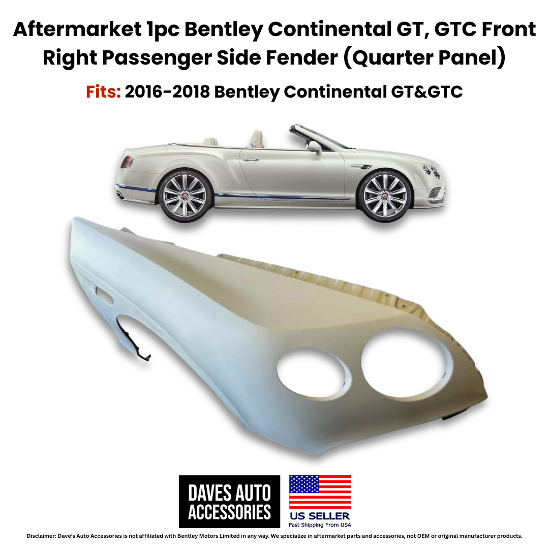 1PC Aftermarket Carbon Fiber Right Fender Panel 2016-2018 Bentley GT GTC