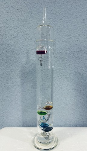 VTG Galileo Glass Thermometer Temperature Gauge Colorful Floating Bulbs 15" Tall