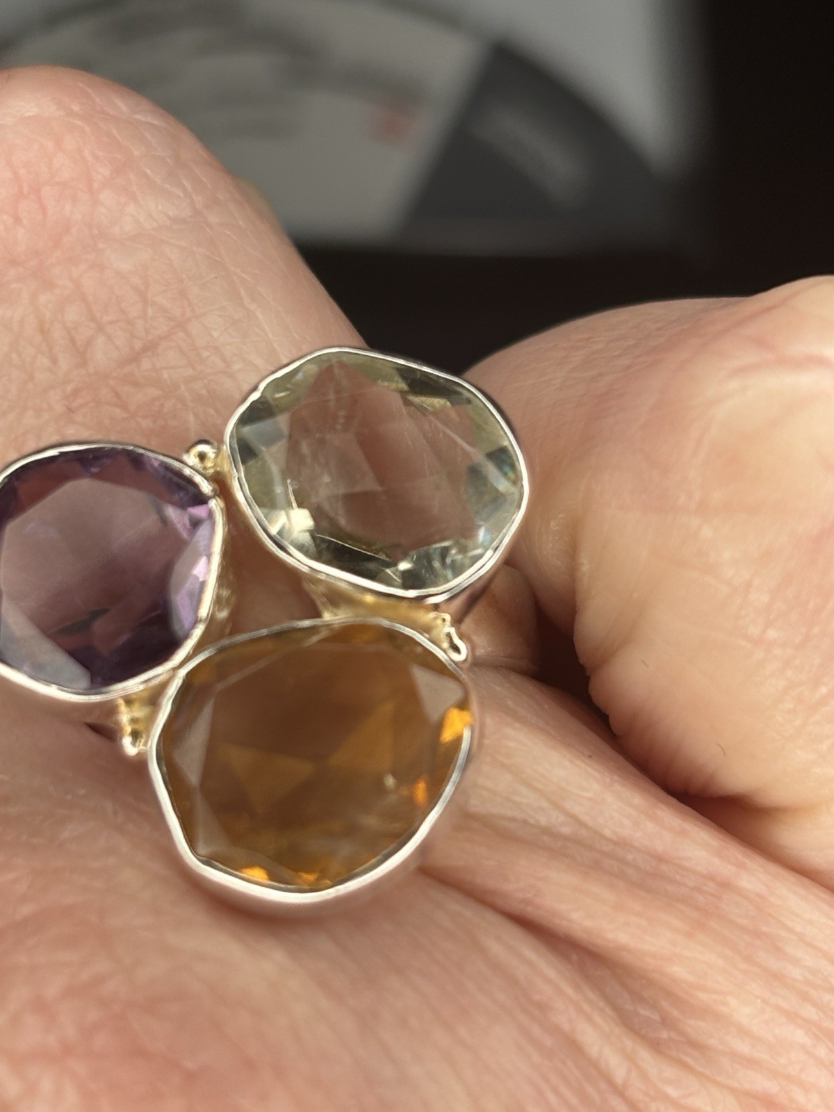 Sterling Silver Multi Gem Ring Size 8 - image 3