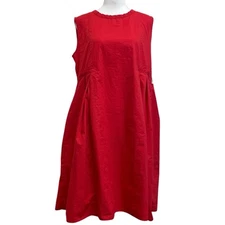 Vicario Cinque 100% Cotton Red Antonelli Trapeze Shift Dress w Pockets sz L