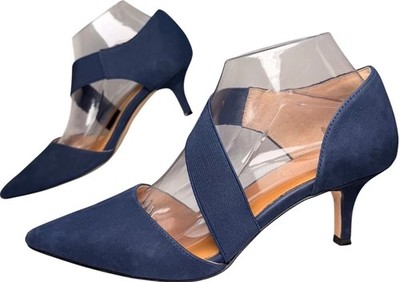 Corso Como Denice Comfort D Orsay Navy Blue Suede Kitten Heel Pumps 7.5