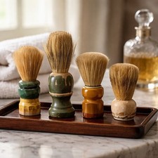 Vintage Collection Natural Bristle Shaving Brushes Wood Handles Lot Of 4