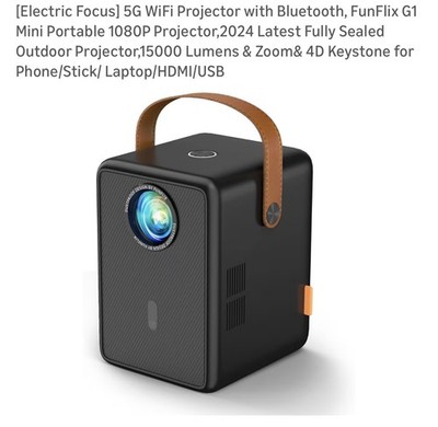 FunFlix G1 Mini Projector 5G WiFi Bluetooth 1080P Full HD 15000 Lumens