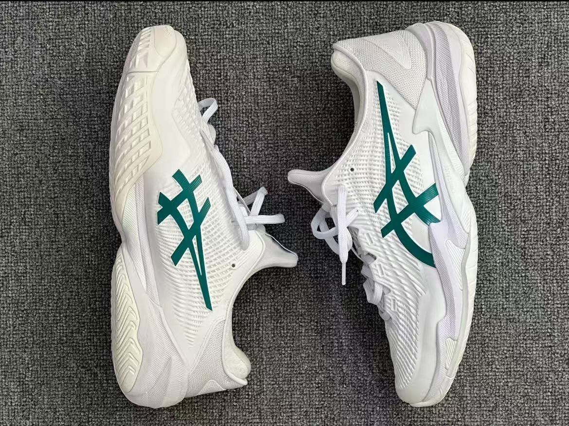 Size 9.5 - ASICS Court FF 3 Novak White Pitch Green for sale
