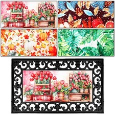4 Pcs Seasonal Interchangeable Entrance Doormats Holiday Welcome Mat Spring S...