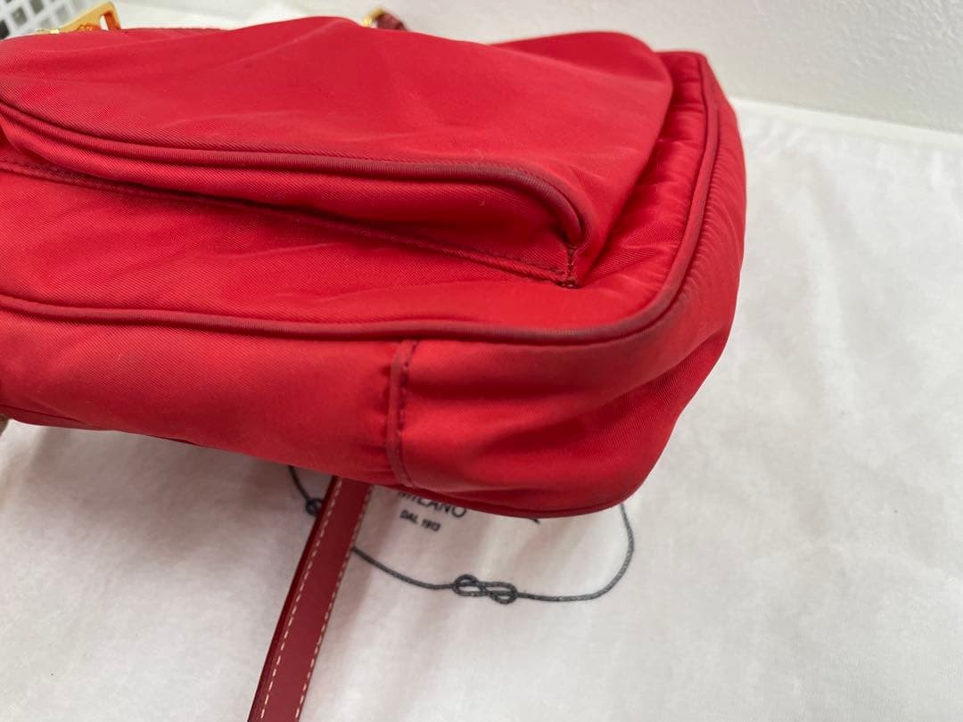Prada Red Nylon Shoulder Bag Authentic BT0693 Crossbody Purse with Pouch thumbnail 7