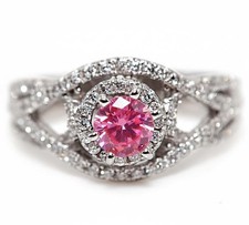 2CT Treated Pink Sapphire  White Topaz 925 Solid Sterling Silver Ring Sz 7