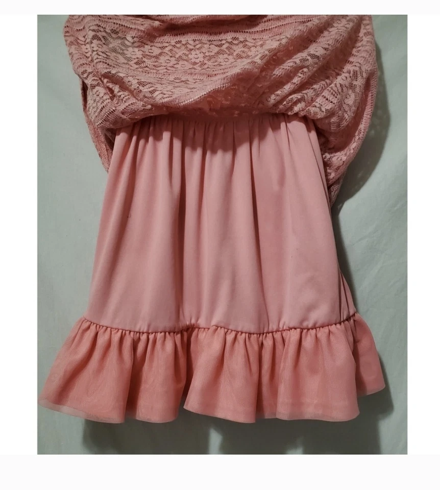 Vestido de encaje floral coral talla 6 Dkny niñas excelente estado usado Foto 3 de 4