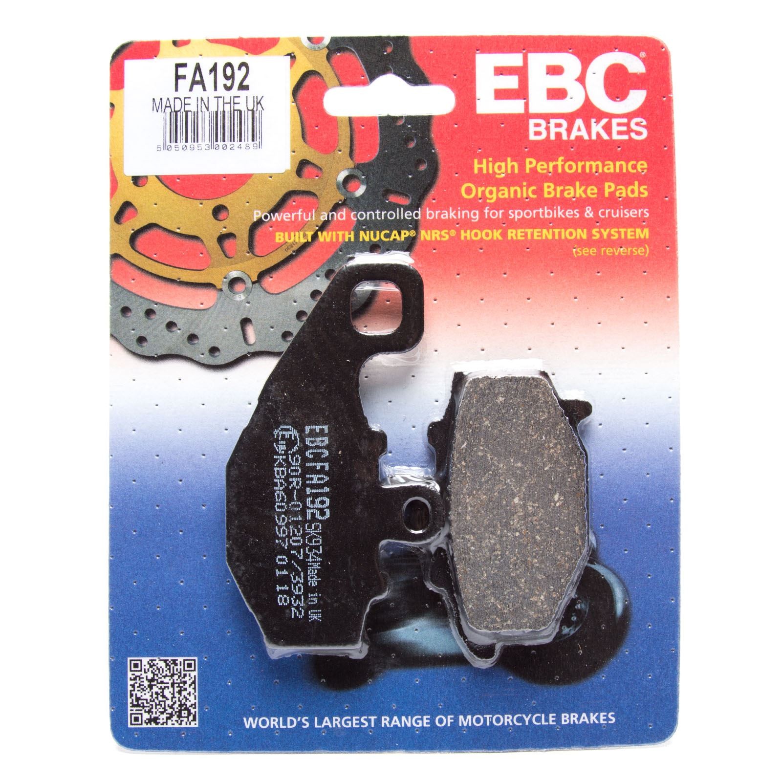 Kawasaki ZX-6R Ninja 02-02 - EBC FA192 Organic Brake Pads