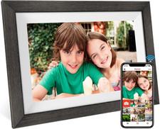 Frameo 10.1" WiFi Digital Photo Frame, 32GB, HD, Auto-Rotate, Wood Frame
