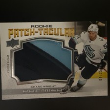 Shane Wright 2022-23 UD Premier Rookie Patch-Tacular Jumbo logo patch Kraken