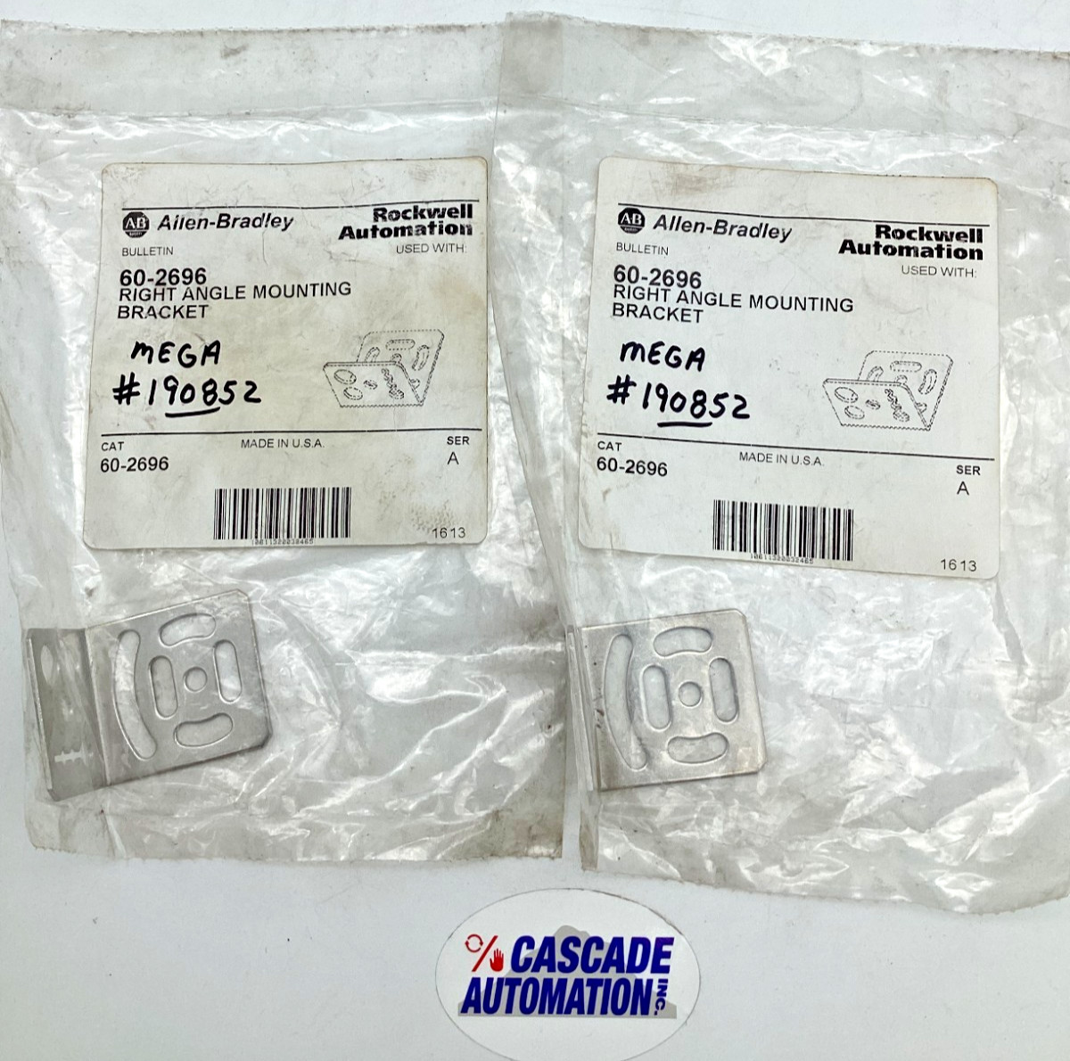 LOT OF 2 ALLEN-BRADLEY 60-2696 RIGHT ANGLE MOUNTING BRACKETS SERIES A (NOS)