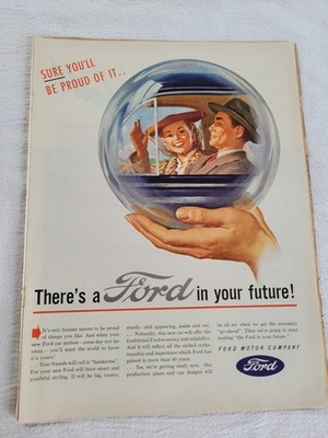 1945 VTG Original Magazine Ad FORD Globe Sure You'll Be Proud Of It