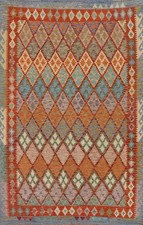 Kilim Reversible Area Rug 7x10 Hand-woven Wool Geometric Pattern Tribal Style