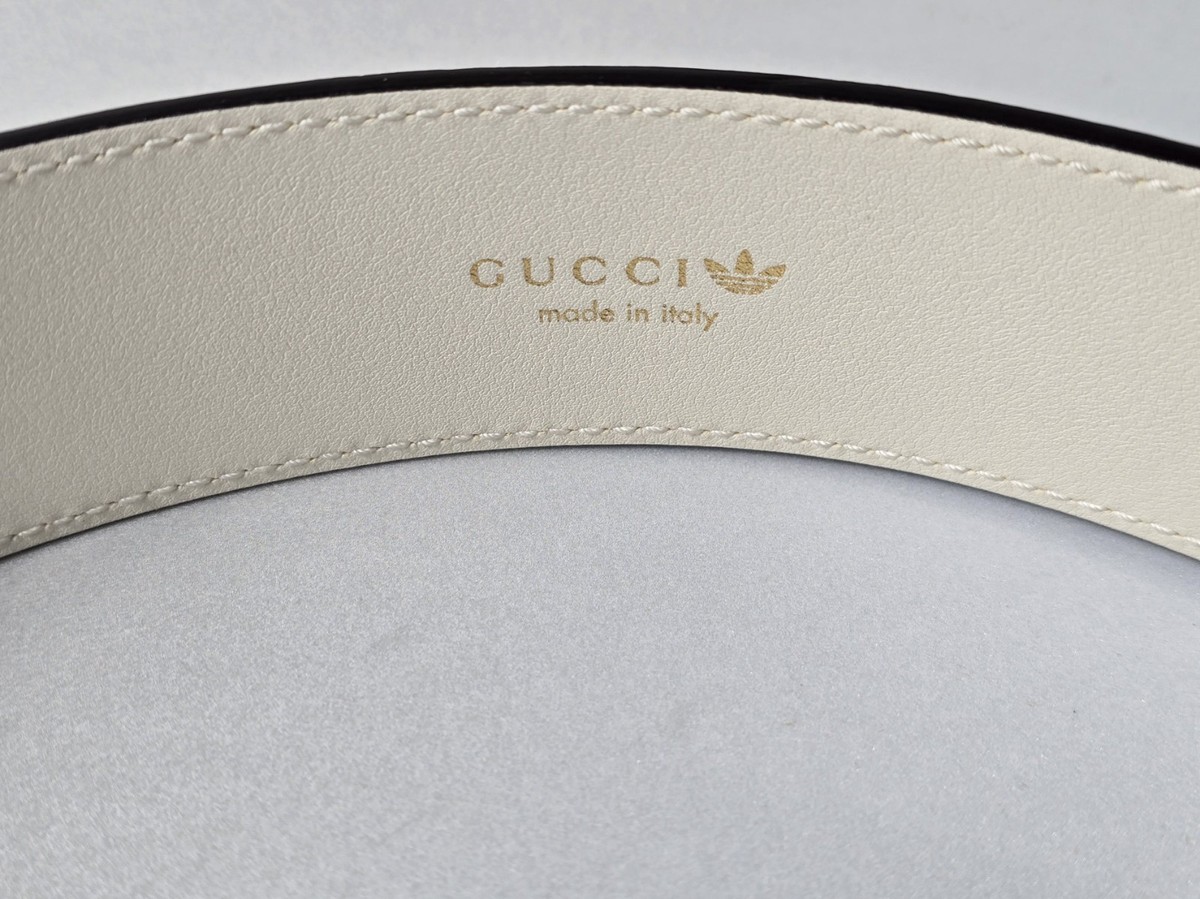 Gucci x Adidas Belt 80 32 GG Marmont Buckle White Leather Black