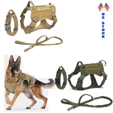 Tactical Dog Vest Collar US Working Dog Military Harness Handle No-pull Large