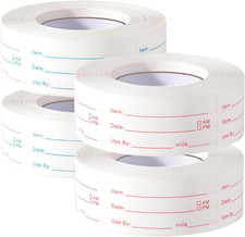 4 Rolls 2000 Pieces Removable Food Labels, 1 X 2 Inch Date Stickers for Freezer,