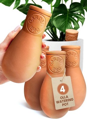 4 Pcs Ollas Terracotta Watering Pots Large - 14 Oz Up to 2 feet in diameter 