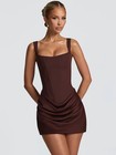 Mozision Backless Ruched Sexy Mini Dress Women Elegant Tapered Straps