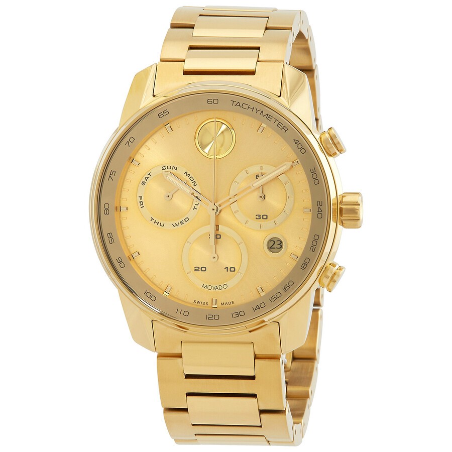 Movado BOLD Verso Chronograph Yellow Gold Bracelet Men's Quartz Watch - 3600866