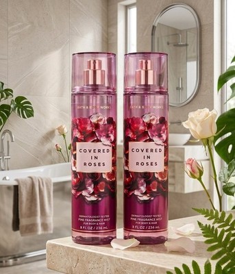 [2-PACK] Bath & Body Works COVERED IN ROSES Fine Fragrance Mist 8oz - NEW