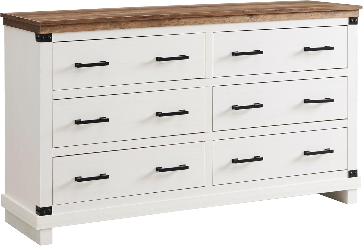 Farmhouse 6-Drawer Dresser for Bedroom, 54-Inch Wide Wood Storage Chest