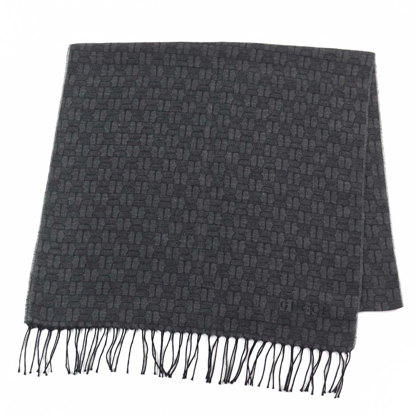 Étole écharpe GUCCI superbe état cachemire soie logo brodé franges