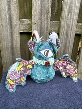 Artist Made OOAK Floral Tye Dye Weighted Bat Plush By Sirens Circus