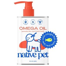 Native Pet Omega Fish Oil for Dogs   8oz, Skin  Coat Supplement, All Ages