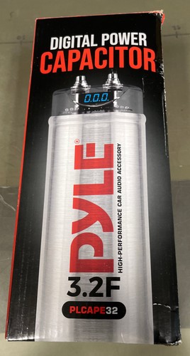 Pyle 32A Digital Power Capacitor - 3.2 Farad, Blue LED Display, Silver 2