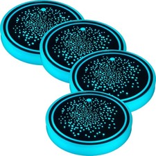 LED Car Cup Holder Lights 4 PCS Waterproof LED Car Coasterss, 7 Colors Changing