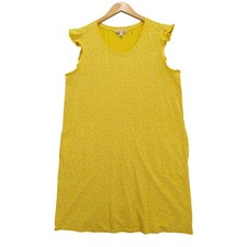 Toad&Co Dress Womens L Yellow Floral Ruffle Sleeve Tencel Cotton