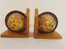 Pair of Vintage World Map Globe Book Ends Lig...