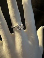 Sterling Silver Italian Solitaire Cubic Zirconia Engagement Style Ring - Size P