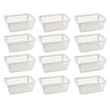 Small Plastic Storage Basket for Kitchen Pantry, Countertop, Shelves Pack of 12