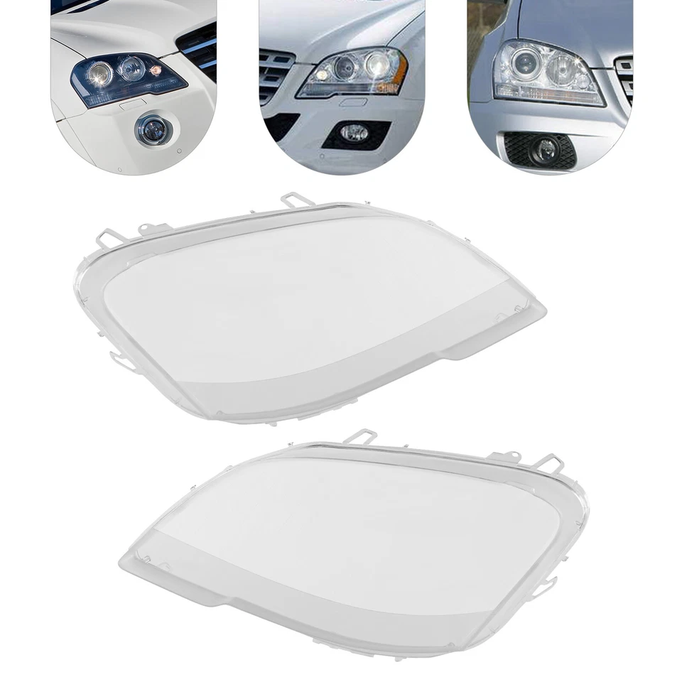For 2009-2011 Mercedes Benz ML Class W164 Left & Right Headlamp Light Lens Cover Foto 4 de 4
